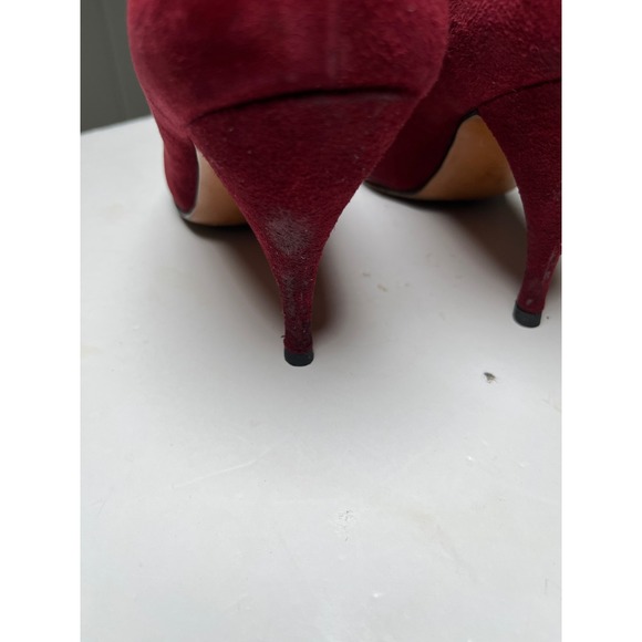 Martina Wine Red Pumps Women's 7S Slim‎ Narrow Classic Leather Heels Vintage - Picture 12 of 15